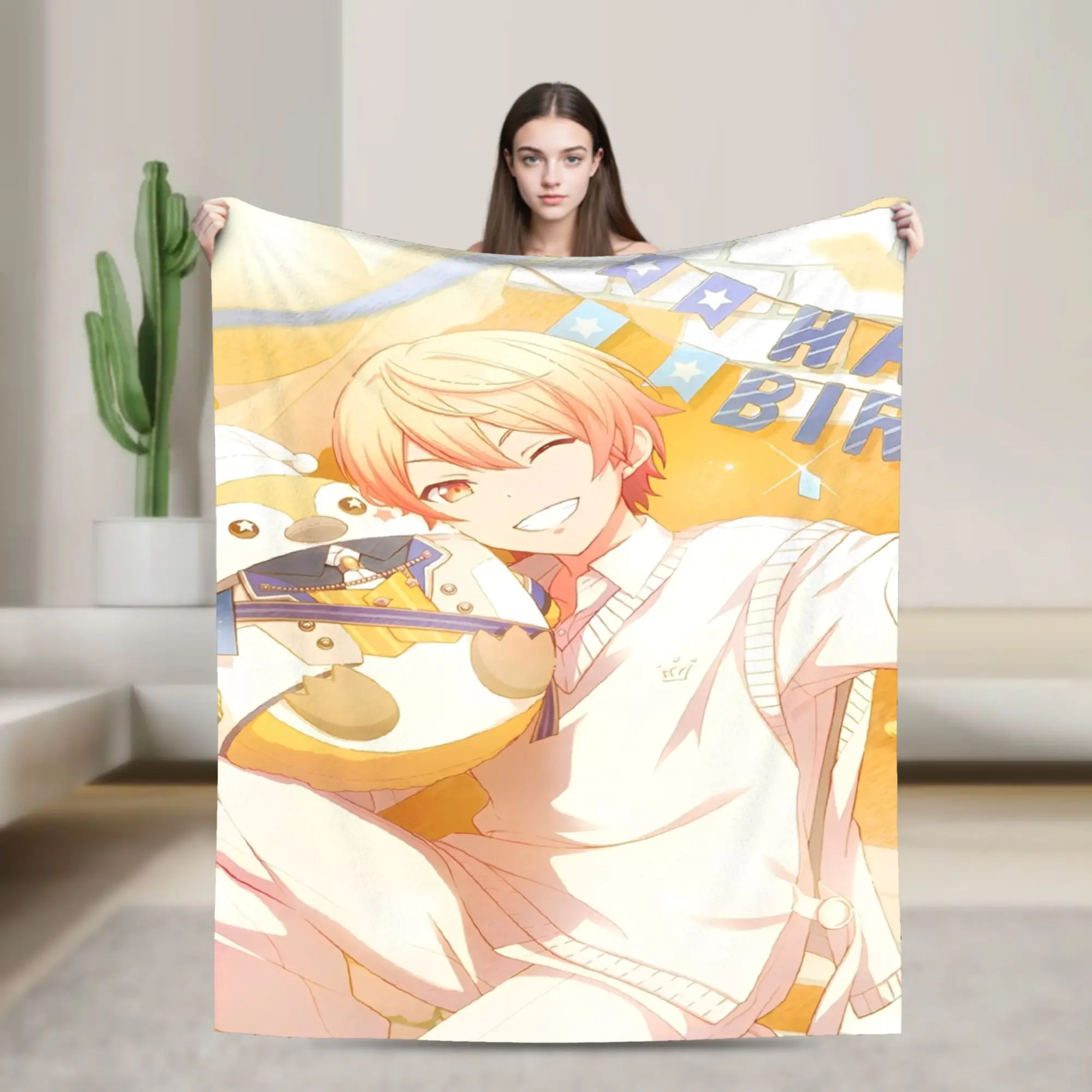 sekai tsukasa tenma Blanket Velvet  Multifunction Soft Throw Blankets for Bedroom Bedspread
