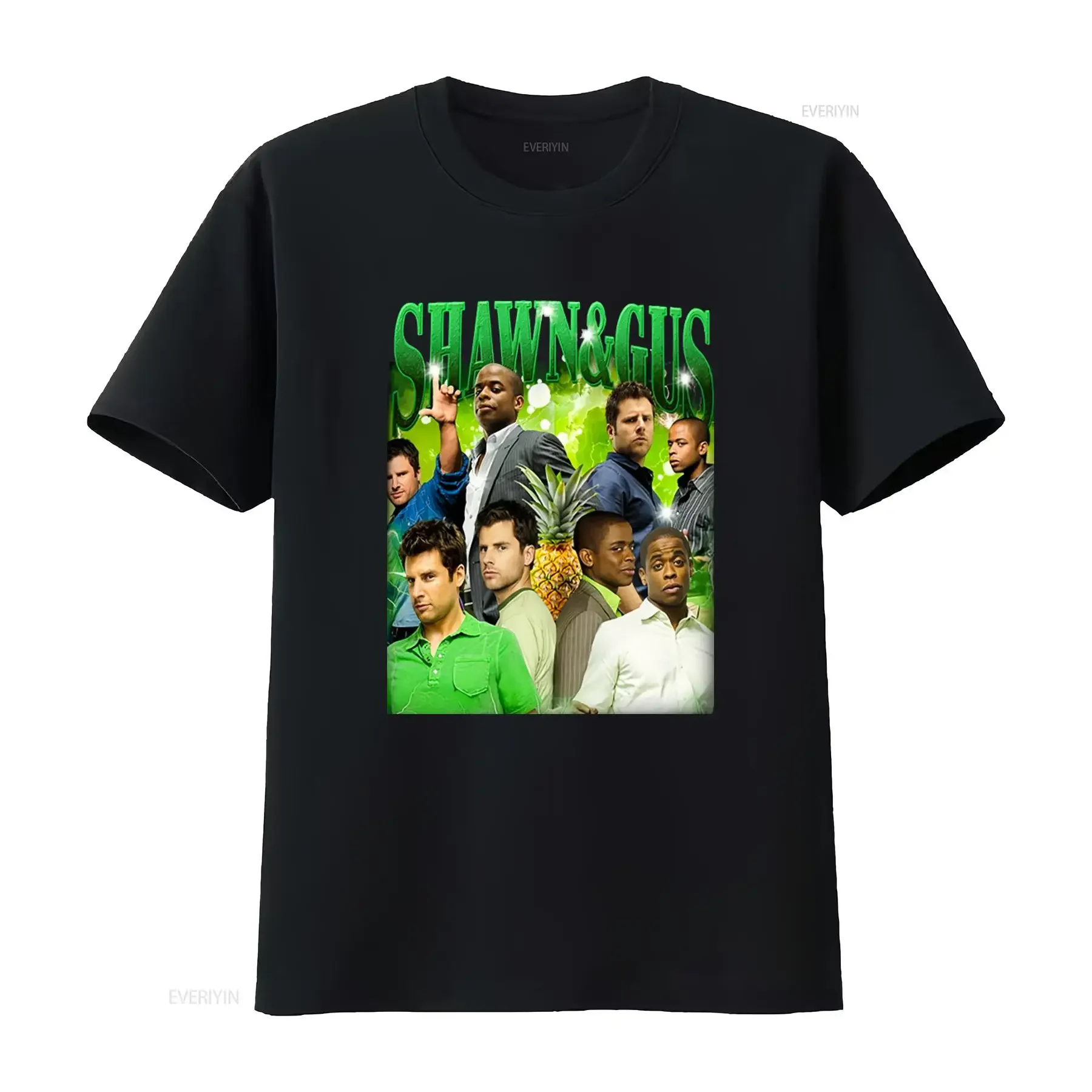 Limited Edition Shawn and Gus Psych TV Show Vintage T Shirt Retro Movie Inspired Design vintage Washed fashion Casual homme