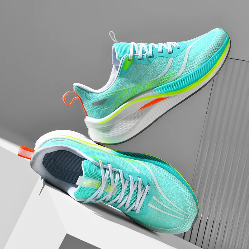 

2024 Running Shoes Breathable Professional Racing Carbon Board Running Shoes Ultra Light Student Shock Absorbing Children's Spor