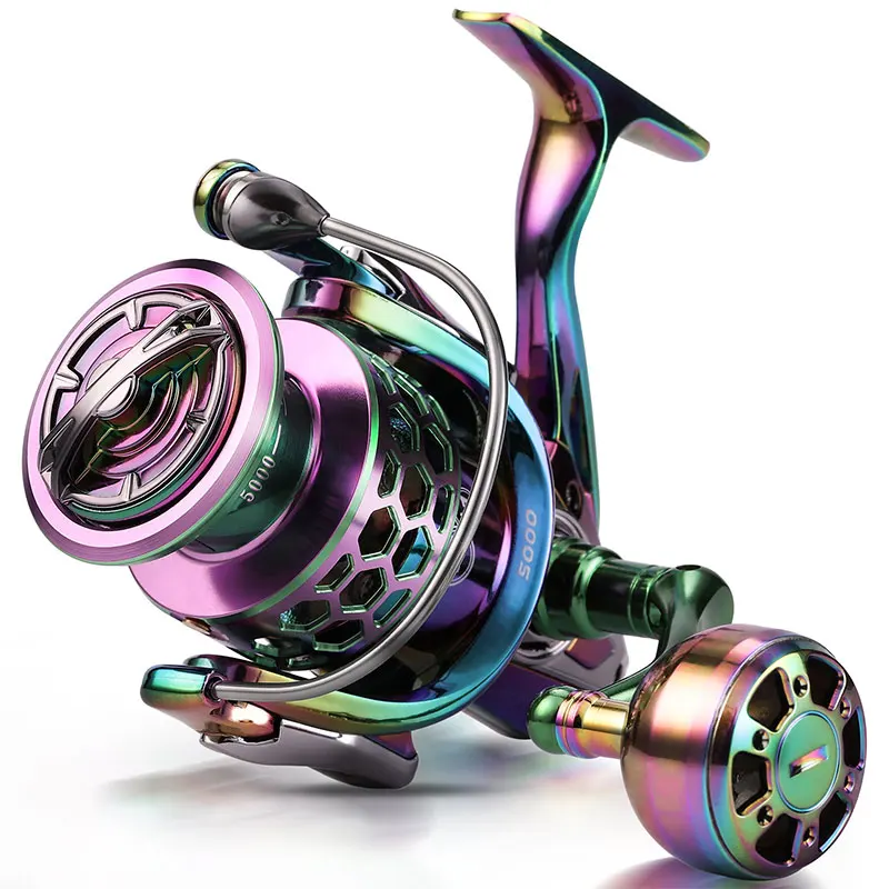 Sougayilang Fishing Reel 5.5:1 Gear Ratio Max Drag 10kg Spinning Reel with Aluminum Spool Windlass for Sea Saltwater Pesca