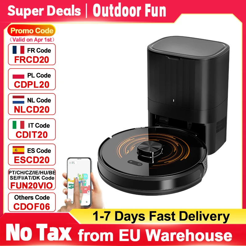 Robot aspirateur K30 avec vidage automatique, double laser, lampe UV, carte multi-étages, aspiration 50000PA pour station, 240 minutes d'autonomie