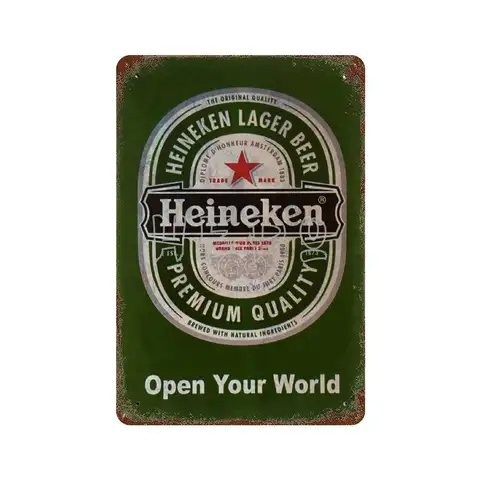 Heineke-n Polyester Logo Vintage Tin Signs Art Home Accessories displate Retro Metal plaques Iron Painting Rusty Wall Decoration