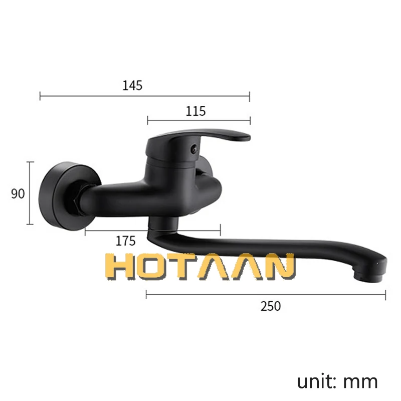 Black Brass Chrome Taps For Kitchen Sink Kitchen Tap Dual Hole Wall Kitchen Mixer Kitchen Faucet torneira cozinha YT6033