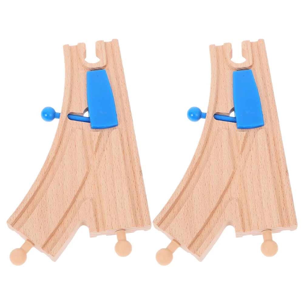 2 Pcs Wooden Track Accessories Track Intersections Connector Child Educational Toy Expand World Interactive