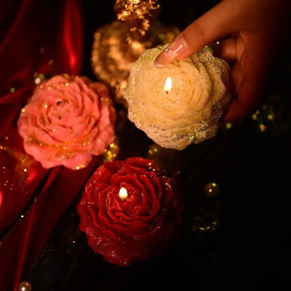 Low Temperature Candle Wax Peony Rose Heart Candle 42 Degrees To 48 Degrees scented candle  candles home decoration