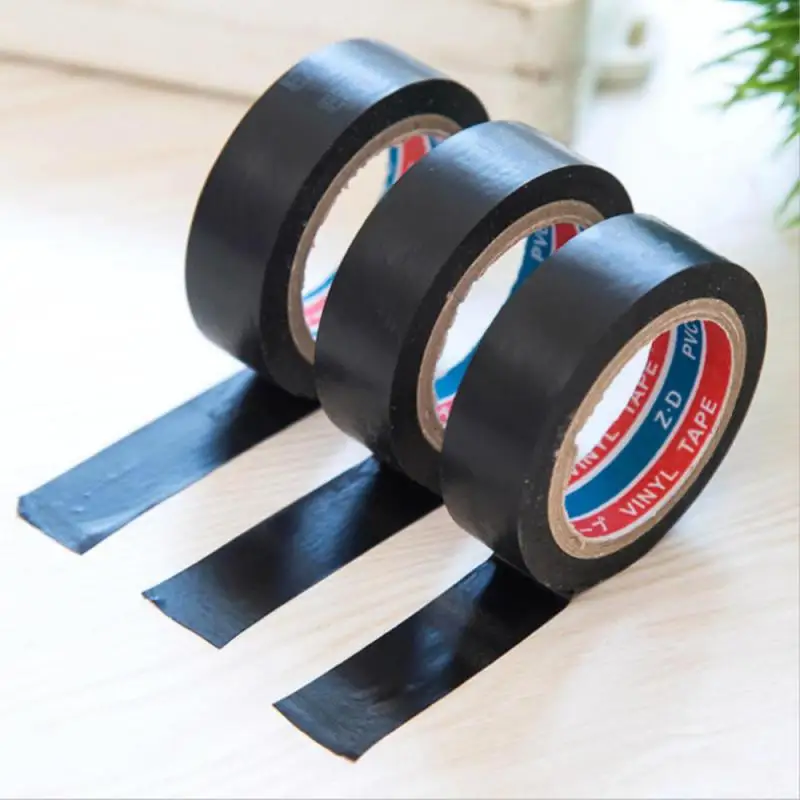 Black 6/10M PVC Flame Retardant Adhesive Vinyl Electrical Insulation Tape Roll Heat Resistant Electrical Power Insulating Tape