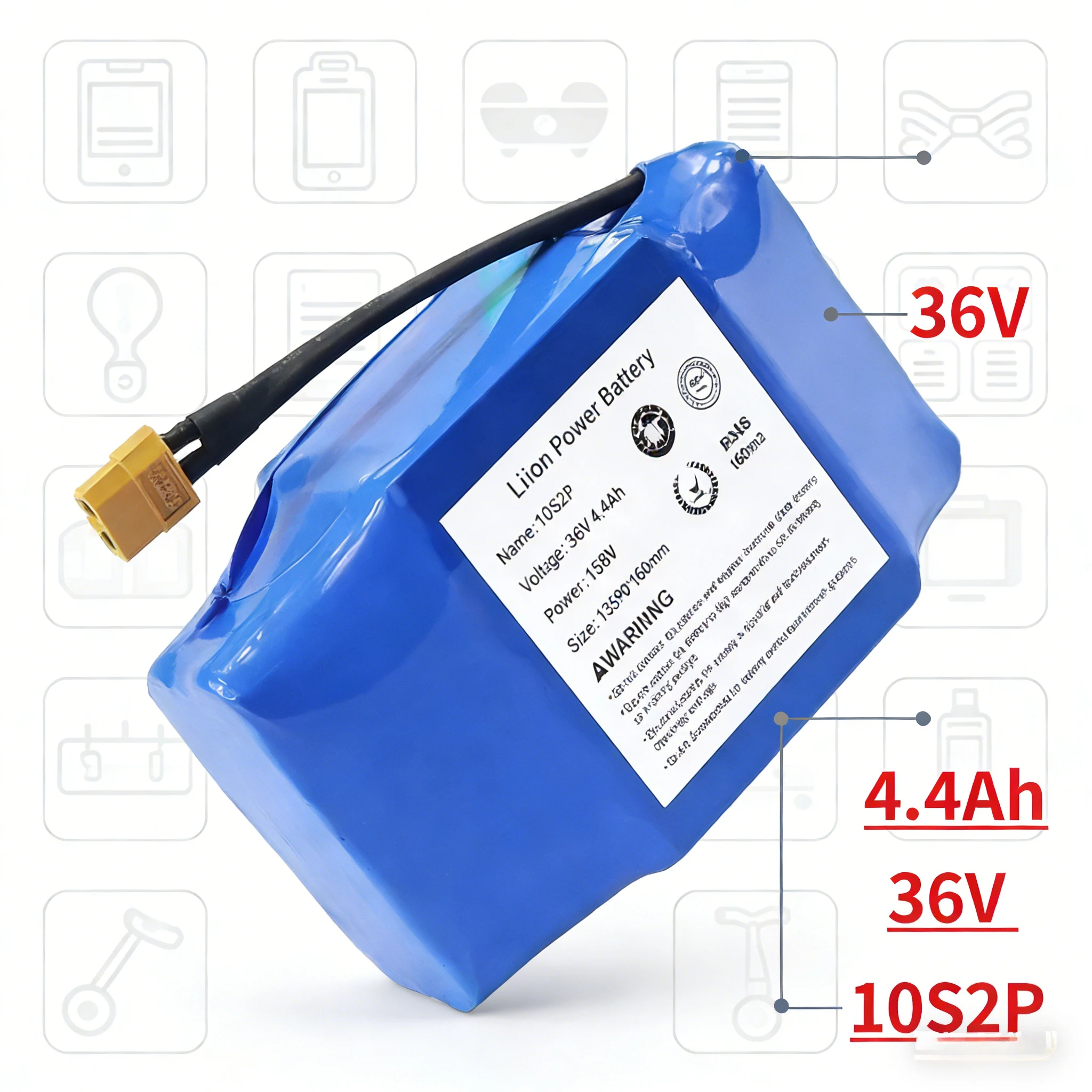 

10S2P Original 36V 4.4Ah-7.0Ah Rechargeable Lithium Battery 18650 Electric Self Balancing Scooter Hoverboard Batteries