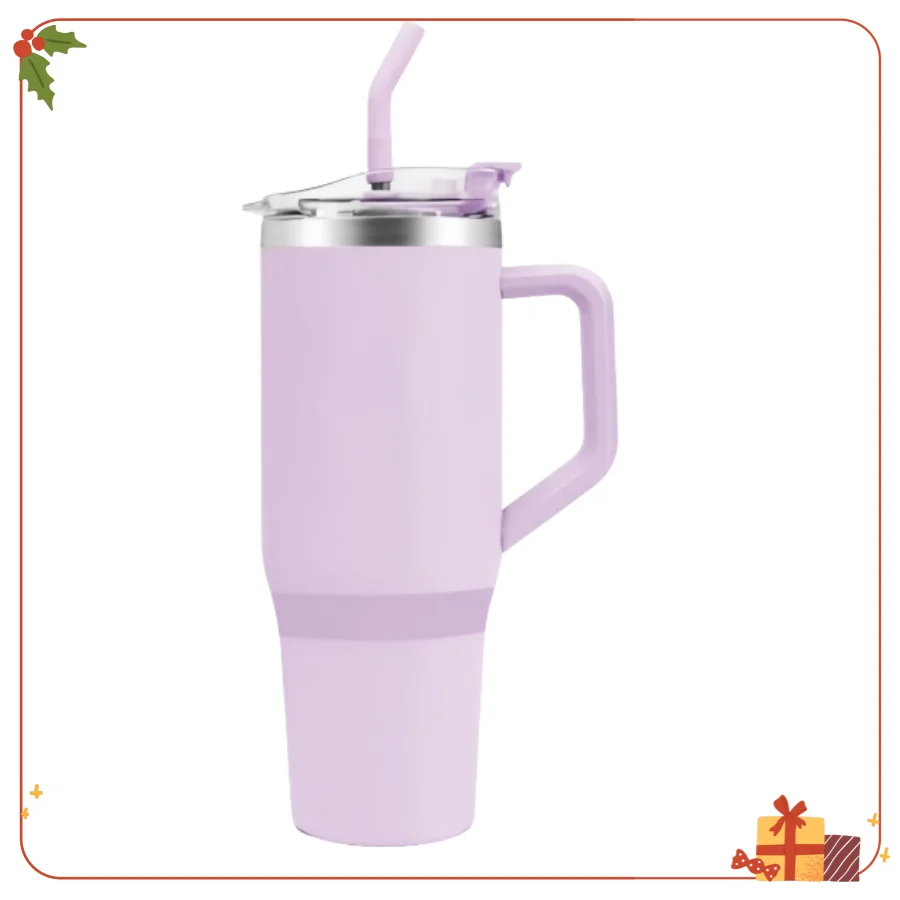 

40oz Double Wall Vacuum Tumbler with Straw Lid & Handle, Insulated Travel Bottle for Office