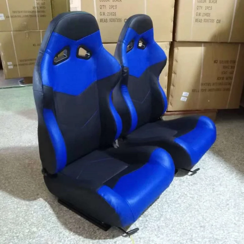 

Модифицированное синее автомобильное кресло с двойной направляющей, гоночное спортивное сиденье из ПВХ