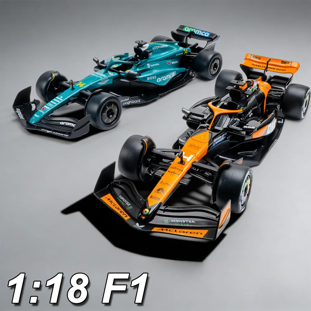 Coche de carreras F1 1:18, modelo de aleación fundida, juguetes, coche, neumático de goma, rueda delantera, dirección, coche deportivo en miniatura, regalo de Navidad para novio