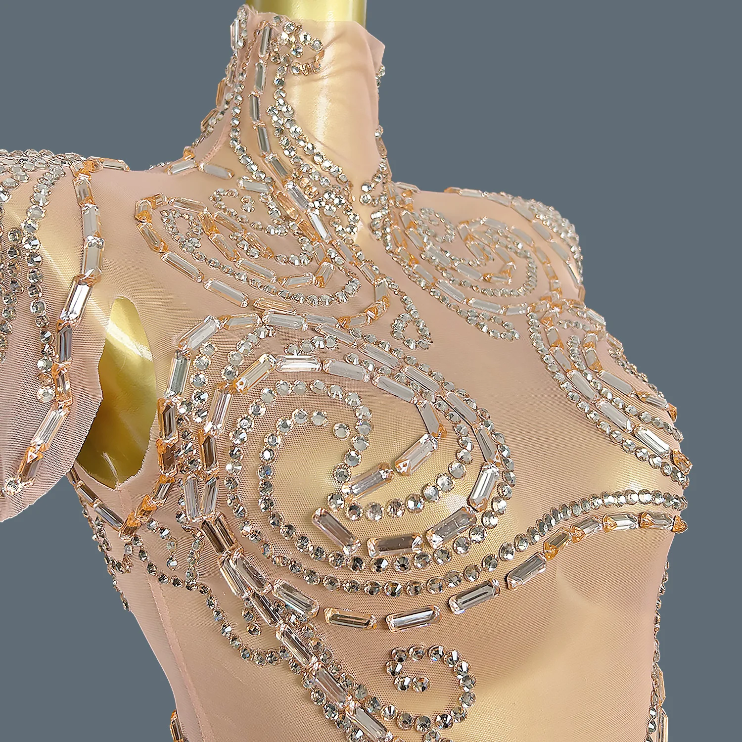 Sparkly Rhinestones Showgirl Stage Performance Leotard High-end Sexy Outfit Bodysuit Birthday Party Celebrate Costume Yangjiao