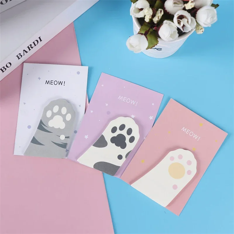 2*30sheets Cat Paw Memo Pads Cute Sticky Notes Kawaii Stationery Notebook Planner Journal Decorations School Supplies