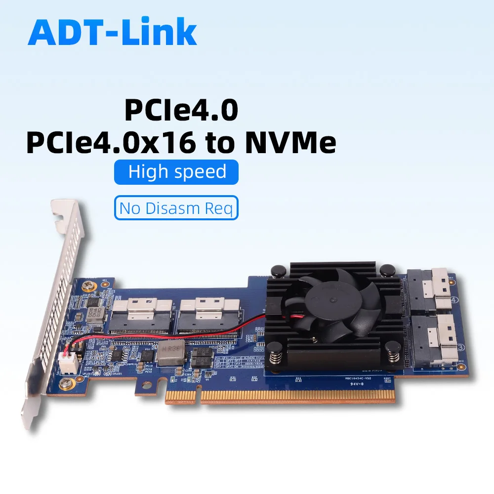 

PCIe 4.0 X16/x8/x4 To NVMe Hard Disk SSD Graphics Card GPU Expansion Card PEX88048 Internal 4-channel SFF8654-8i No Split