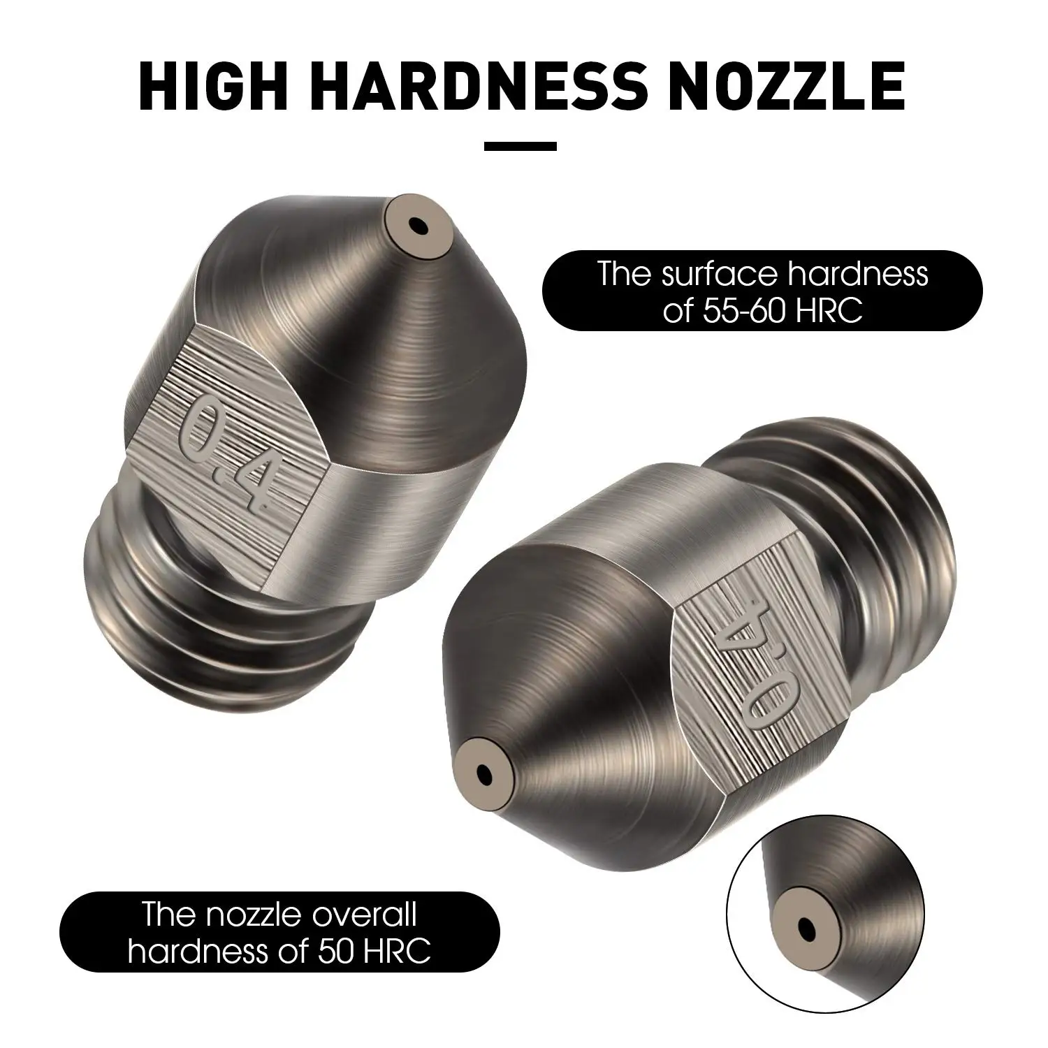 Offizielle Creality MK8 Düse aus gehärtetem Stahl 0,4mm für Ender 3, Ender 3 Pro, Ender 3 V2, Ender 5 und CR-10 Serie 3D-Drucker – Detail 4