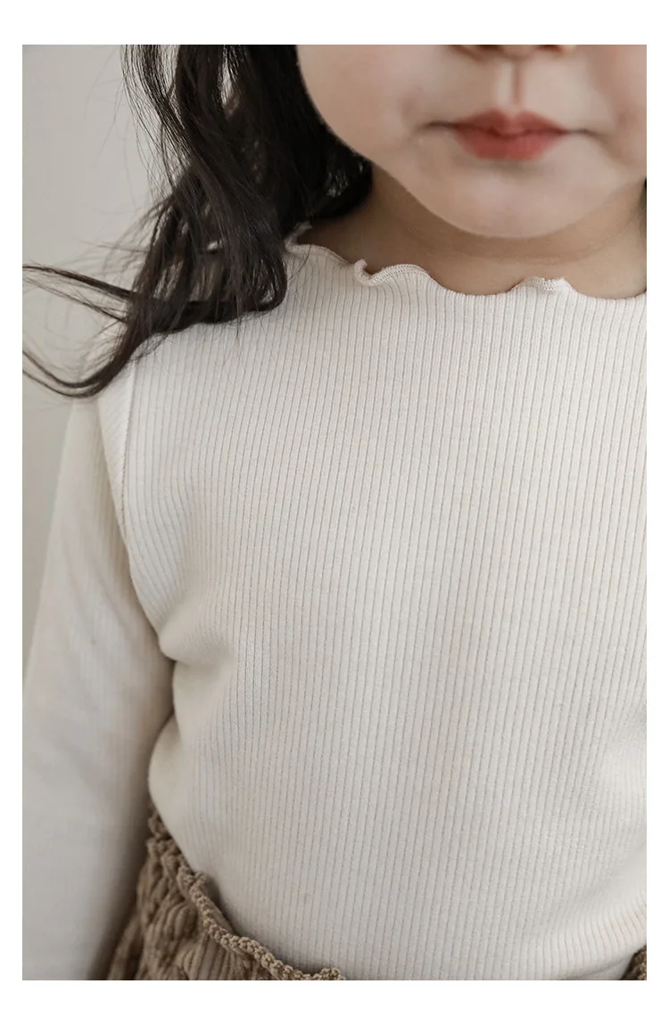 Schickes Rüschen-Spitzen-Rollkragen-Oberteil für Kleinkind-Mädchen, Weiche Stretch-Bluse aus Kunstwolle mit Langen Ärmeln, Lässiges Alltagsshirt für Kinder – Detail 11