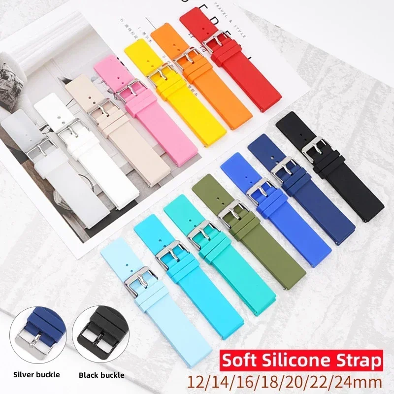 12mm 14mm 16mm 18mm 20mm 22mm 24mm Silicone Strap for Omega Soft Rubber Band Candy Color Men Women Replace Bracelet Accessories