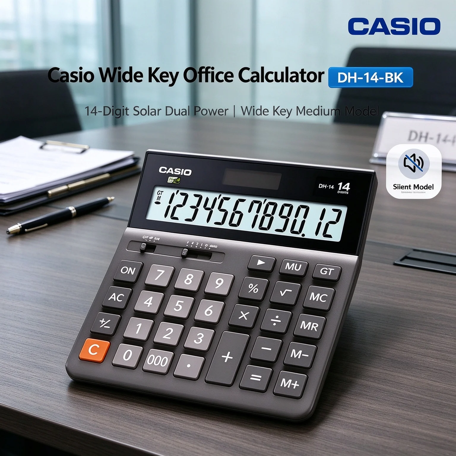 Casio Dual Power Office Calculator MH-12/DH-12/DH-14/MX-12B/MX-120B, great for accountants on daily finance and billing tasks