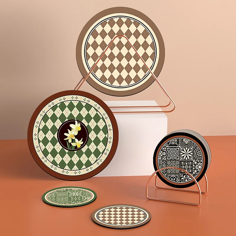 

1/2/3/4PCS Round Natural Rubber Coasters High-Temperature Cup Mat Anti-slip Vintage Coffee Hot Pat Dining Table Decor Tableware