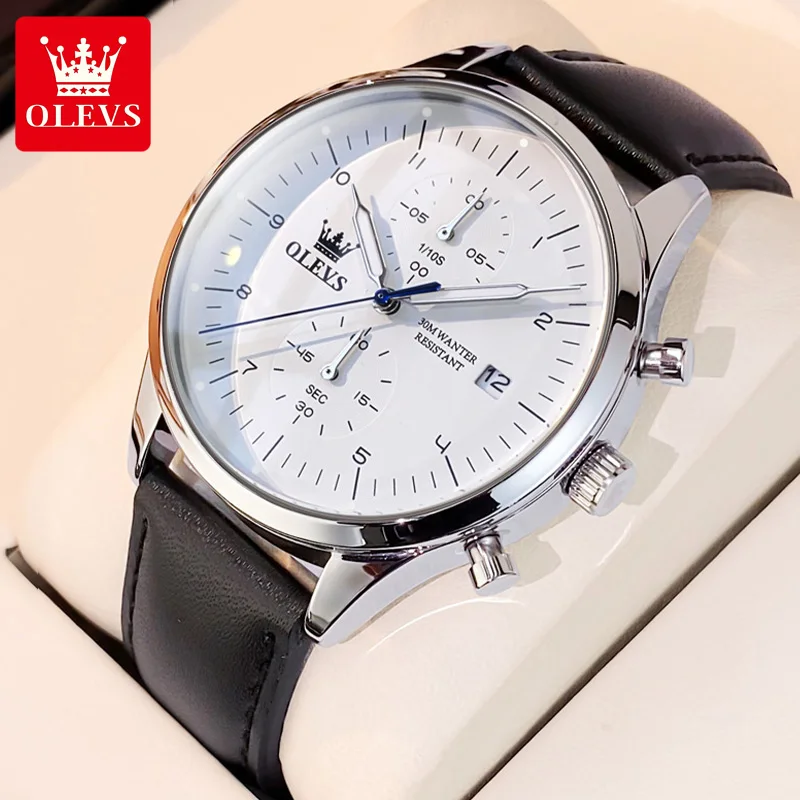 OLEVS Original herren Uhren Luxus Top Marke lederband Quarz Männlichen WirstWatch Wasserdicht Datum Business Quarzuhr für Mann