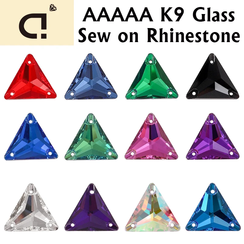 DUCRYSTAL K9 Glass Sewing Rhinestone Triangle Flatback High quality Glitter Sew stone Use For Garments Dress,Shoes&DIY Crafts