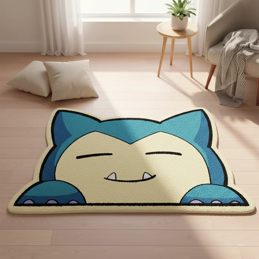 Cute Anime Rug Cartoon Pokemon Snorlax Rug Bedroom Decor Floor Mat Soft Plush Non-Slip Living Room Carpet Gift for Fans view 2