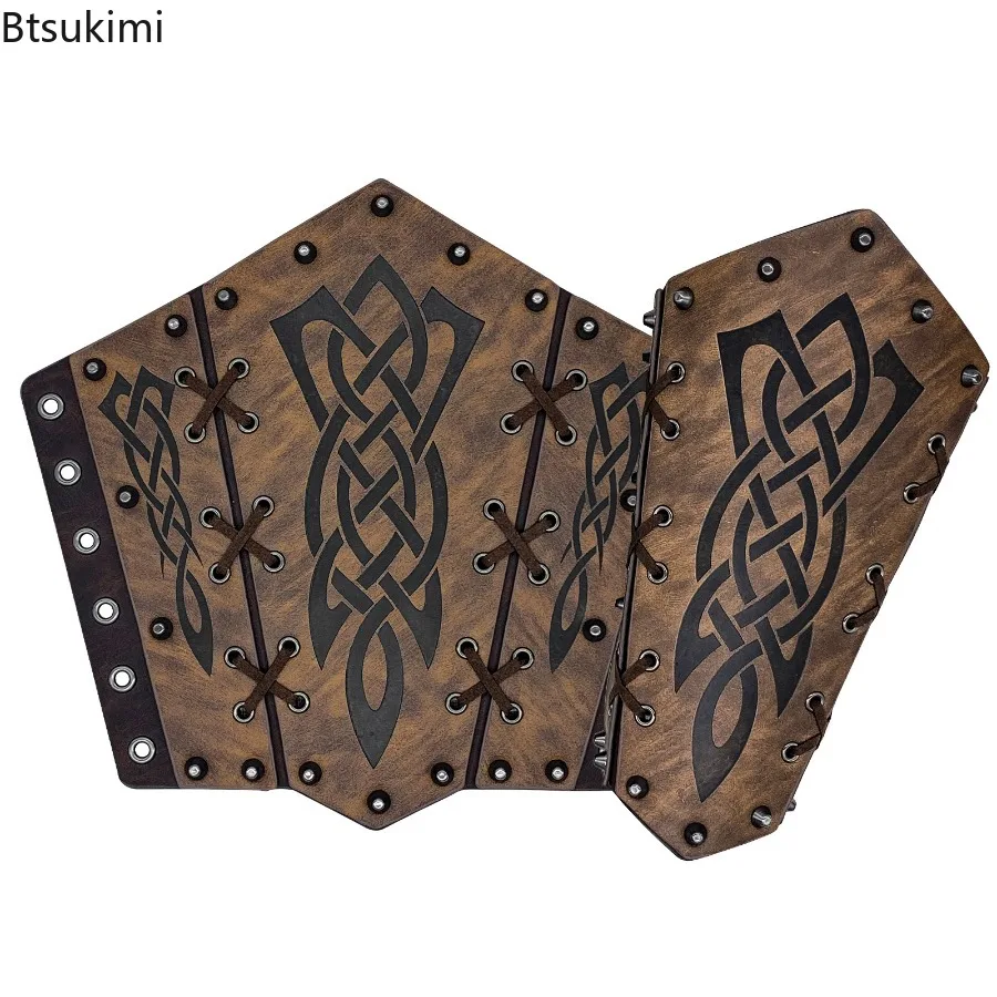 

Средневековый браслет из искусственной кожи, винтажный браслет рыцаря викингов, наручи в стиле панк, наручные ограждения, Хэллоуин, воин, реквизит для косплея