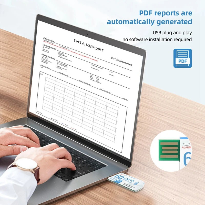1Pcs Tempu05s USB Temperature Data Logger 60 Day Single Use Temperature Analyzer PDF Report USB Temperature Logger