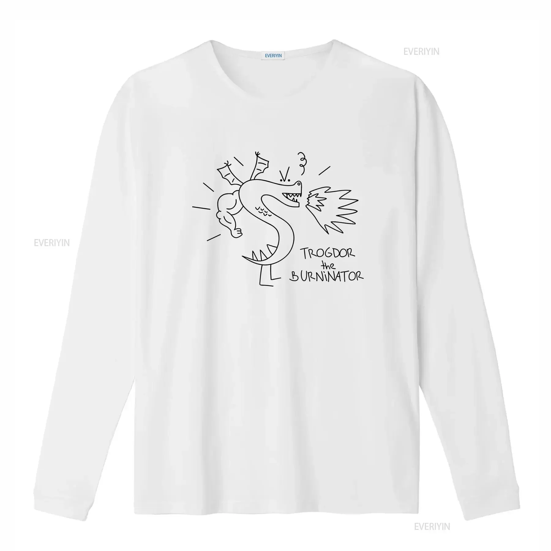 Trogdor the Burninator T Shirt White vintage Washed graphic Stylish Slightly Casual Comfortable Versatile Stretched Unisex