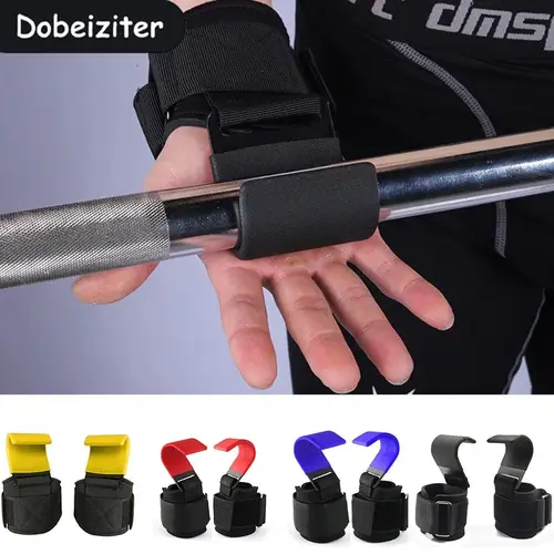 Imagen 2 del producto Gancho protector de muñeca extraíble de Metal con mancuernas de levantamiento de pesas acolchadas de neopreno, accesorios de seguridad para entrenamiento físico