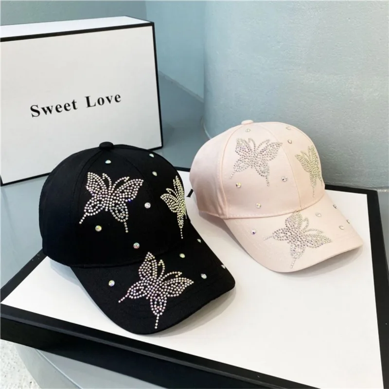 Women's Baseball Cap - Summer Sun Hat With Butterfly Design, Uv Protection, Adjustable Snapback For Outdoor Activities