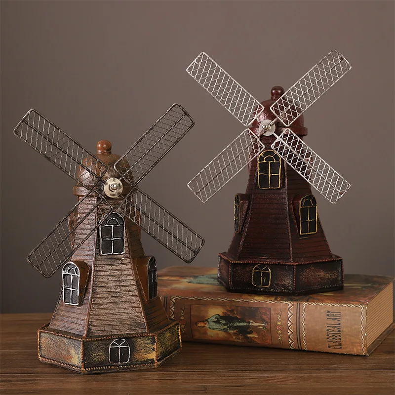 

Dutch Vintage Creative Windmill Miniature Figurine Simple Cute Modern Bookshelf Living Room Home Interior Decor Estatua FYFM