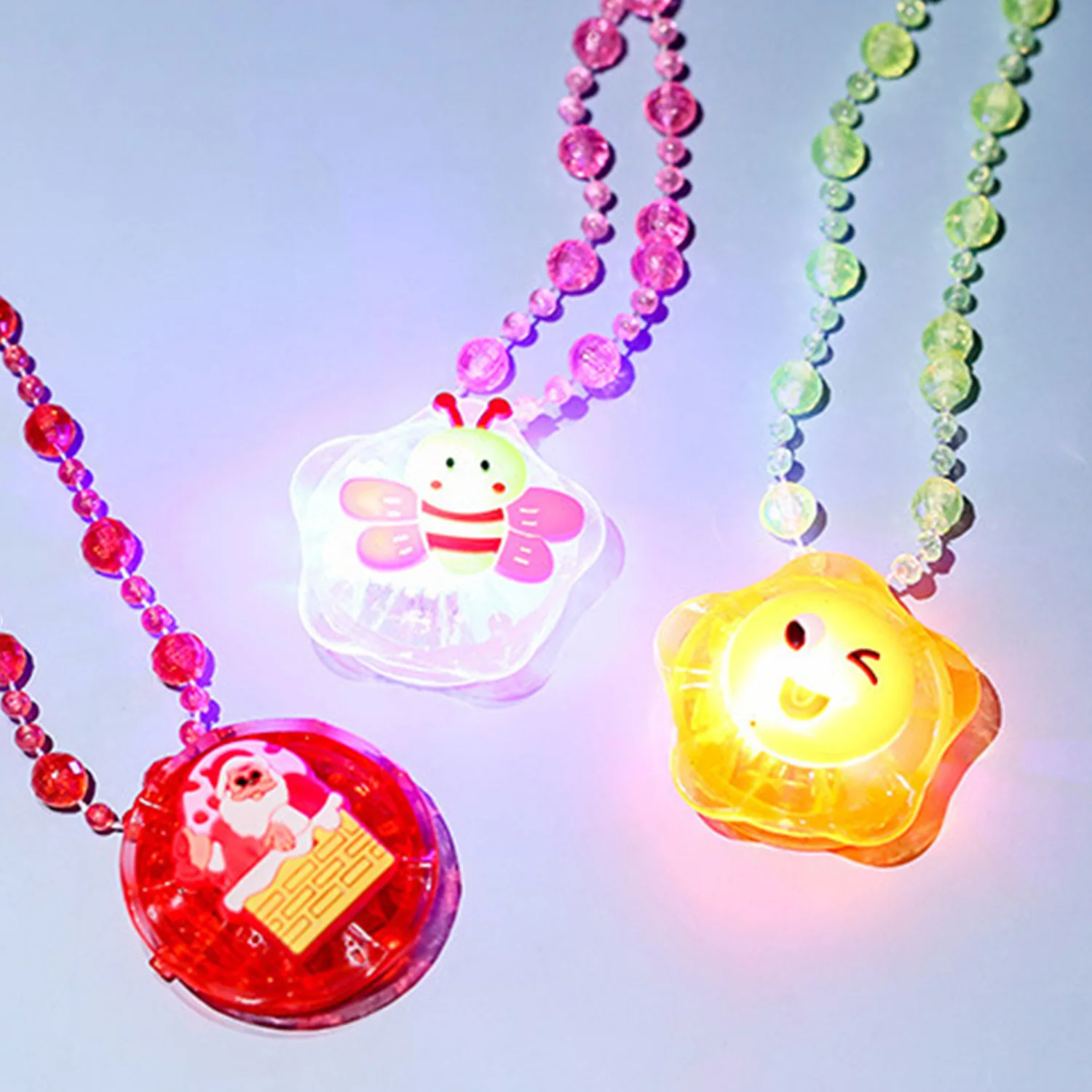 1Pcs Children's Luminous Necklace Led Glitter Acrylic Bead Pendant Toy Girl Birthday Party Props Pendant Necklace Gift image 3