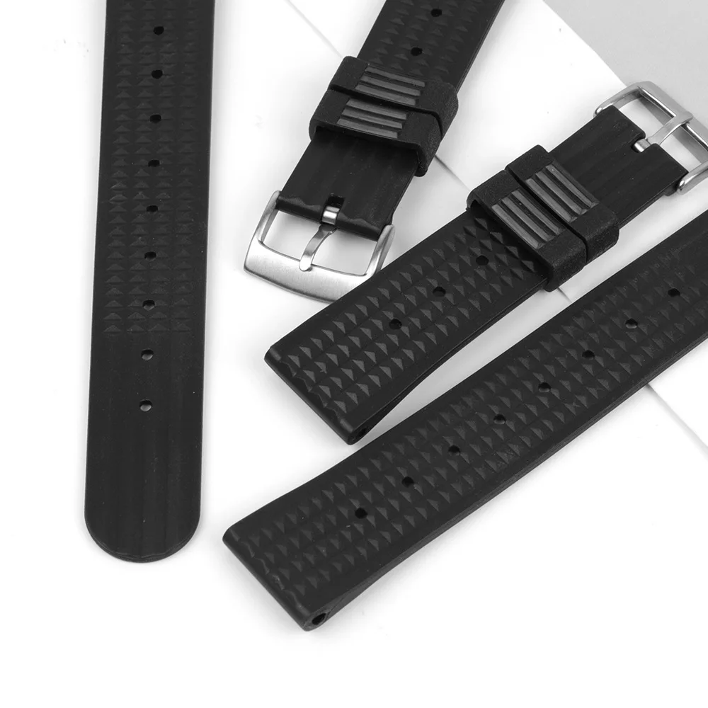 18MM 20MM 22MM Black Flat End Silicone Strap Fit For Precision Diving Can SKX 007 Watch