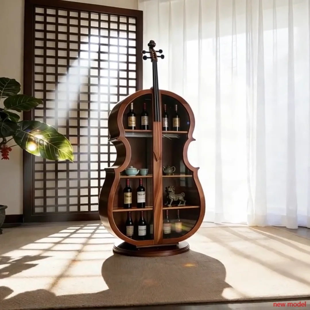 

Designer Creative Cello Wine Cabinet North American Special Irregular Wine Cabinet Display Art Bar Furniture Drankenkast