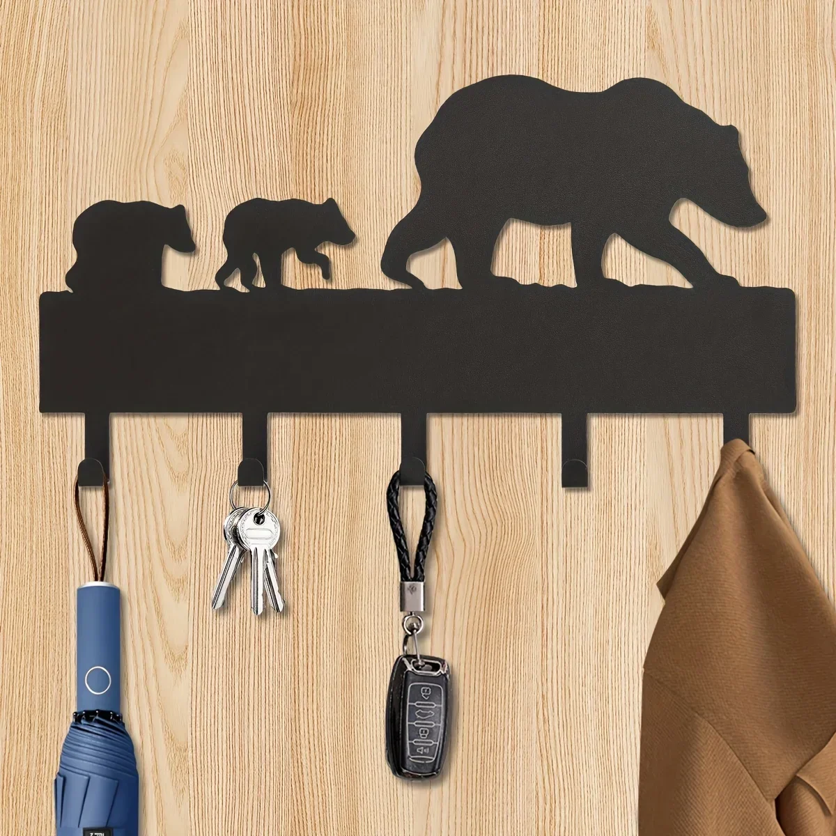 Hello Young  Metal Creative Bear Key Hooks Wall Coat Hooks Household Multi-Purpose Clothes Bag Key Hooks Livingroom Wall Decorat