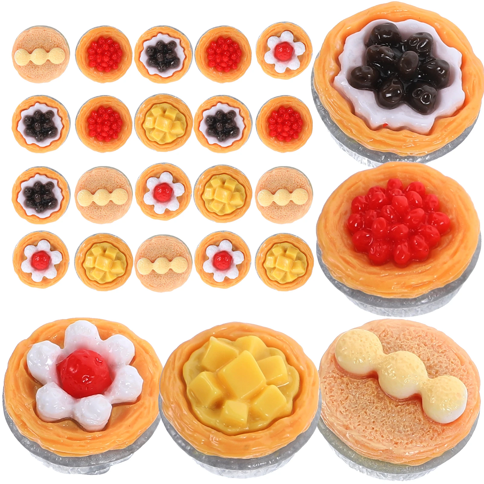 

20Pcs Egg Tart Decor Realistic Fake Food Display Premium Resin for Bakery Shop Window Decoration Photography Prop