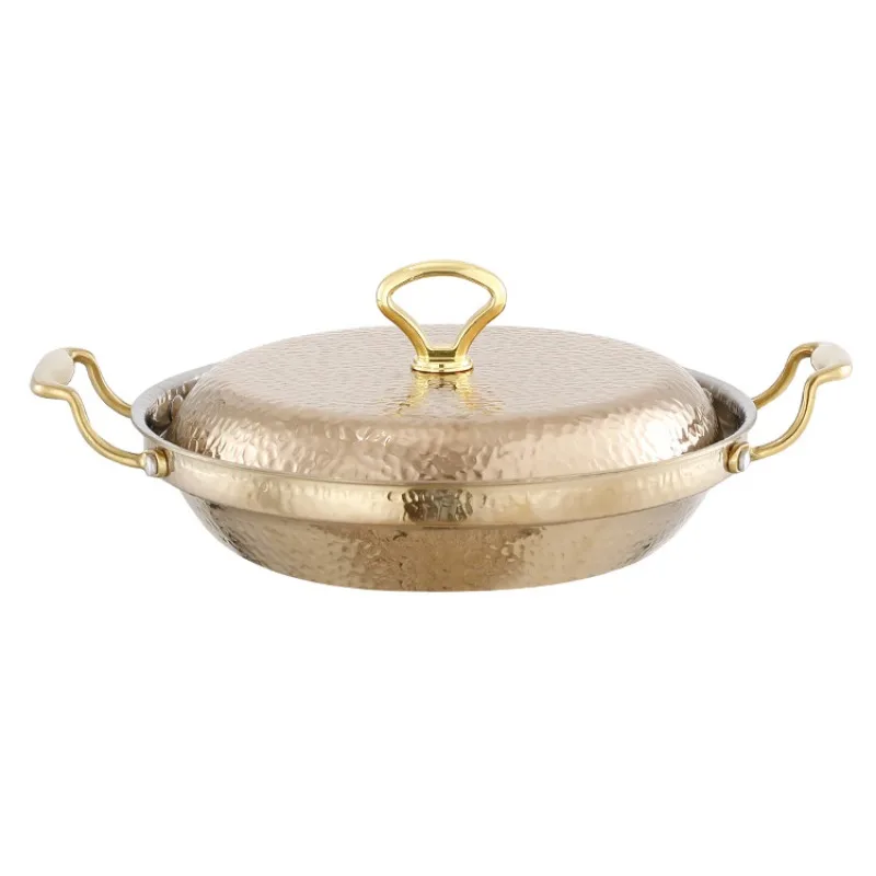 304 stainless steel dry pan for restaurant Modern design Hammer non-stick pan