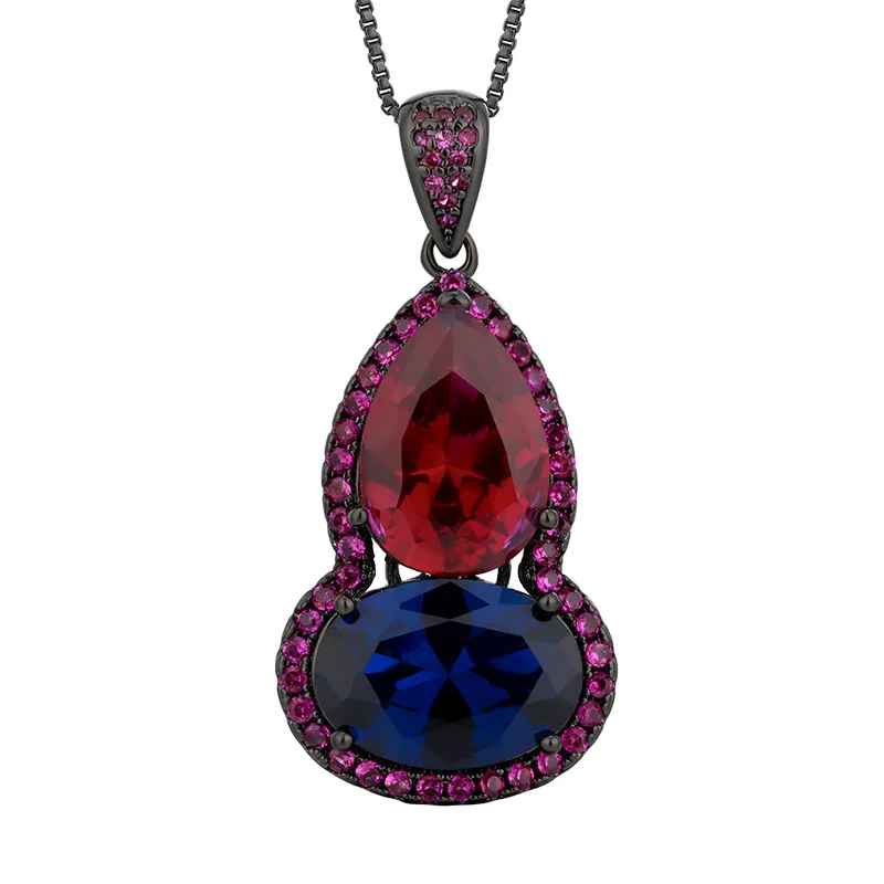 Autumn Winter New Jewelry Genuine Corundum Black Gold Vintage Gourd Pendant Necklace Main Stone10*14