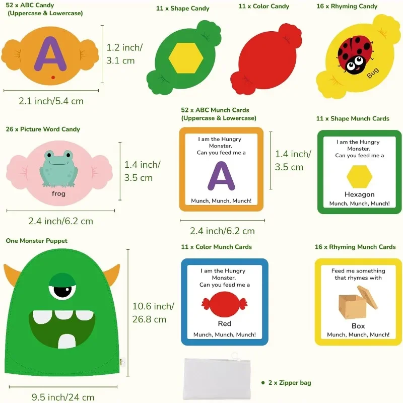 Toddlers Alphabet Learning Toy Monster ABC Letter Recognition Matching Game Montessori Preschool Color Felt Toys Toys for Kids