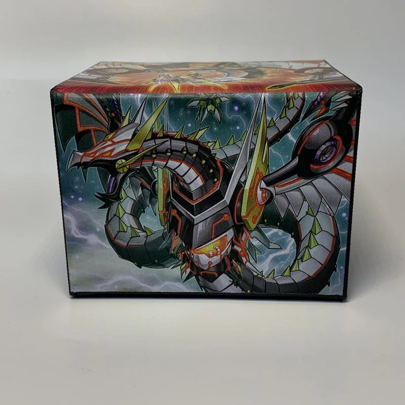 Yu Gi Oh Card Box Diy Proto-Cyber Dragon Anime Game Ocg Tcg Ptcg Trading Card Storage Box Pu Leather Collection Box 100+