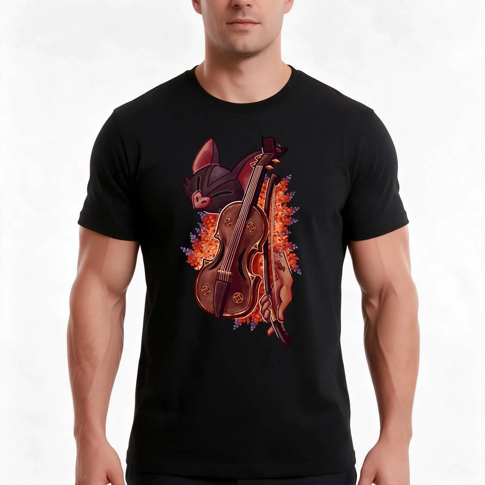 Owl House Raine Whispers Violin Design T-Shirt Summer Casual Cotton Tee Oversized Streetwear Tops Vintage Graphic Print