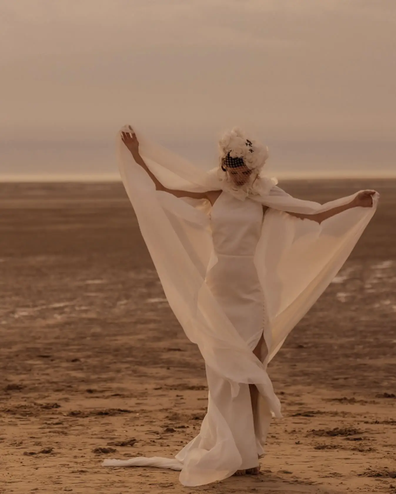 الجنية الشيفون الزفاف الرأس مع الزهور على الرقبة، سترة الزفاف، اكسسوارات الزفاف شيك DJ516 #3