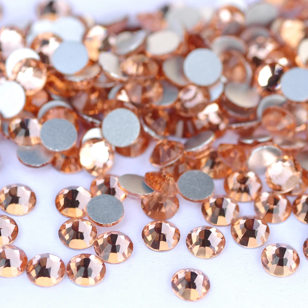 PUBRILEX Hellpfirsichfarbene Flachkristalle ohne Hotfix-Befestigung, Strasssteine SS3-SS30, Glitzersteine für Nagelkunst, DIY-Bastelarbeiten, Dekorationen, Diamanten – Detail 1