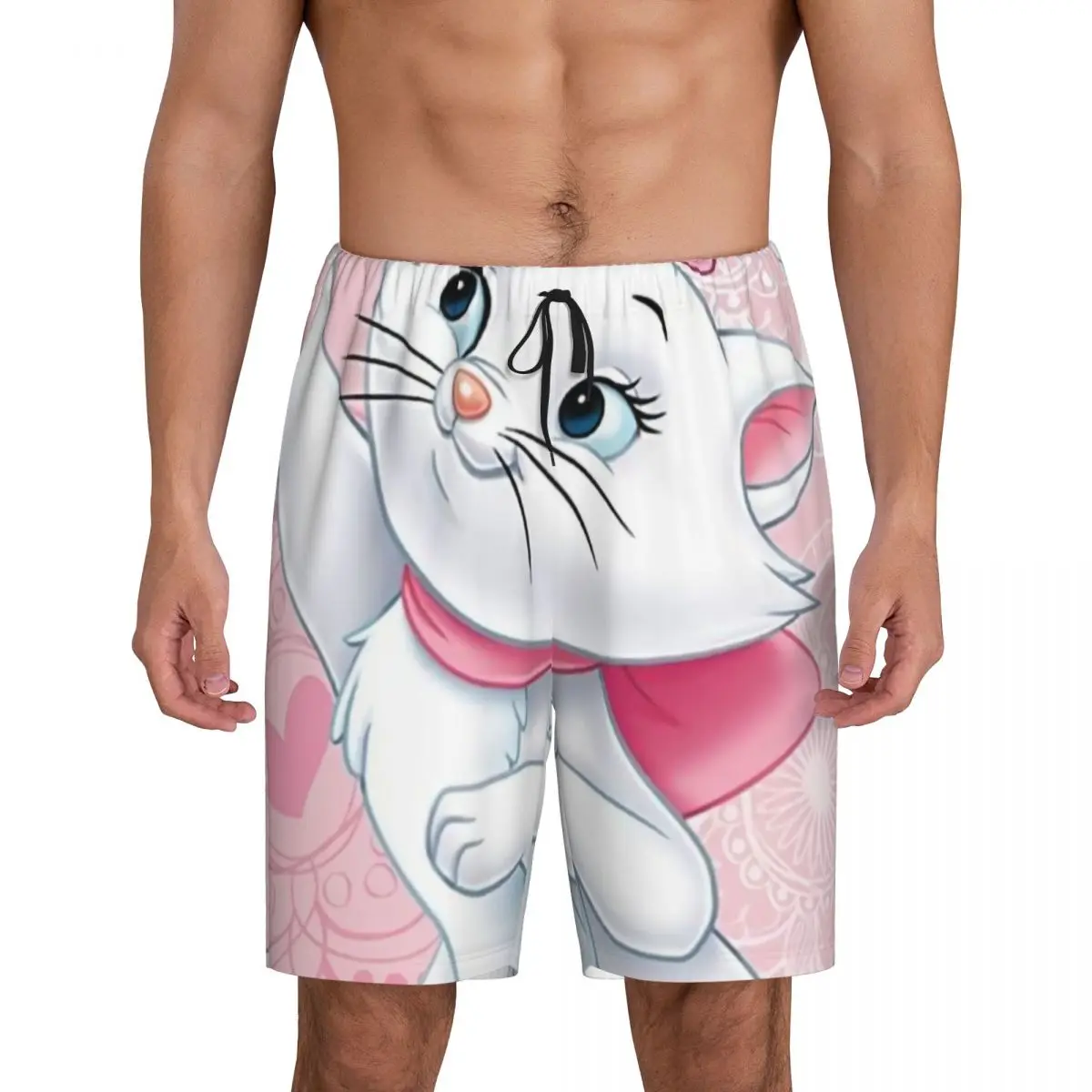 

Custom Printed Men's Cartoon Aristocats Animation Marie Cat Pajama Bottoms Sleepwear Pjs Sleep Shorts with Pockets
