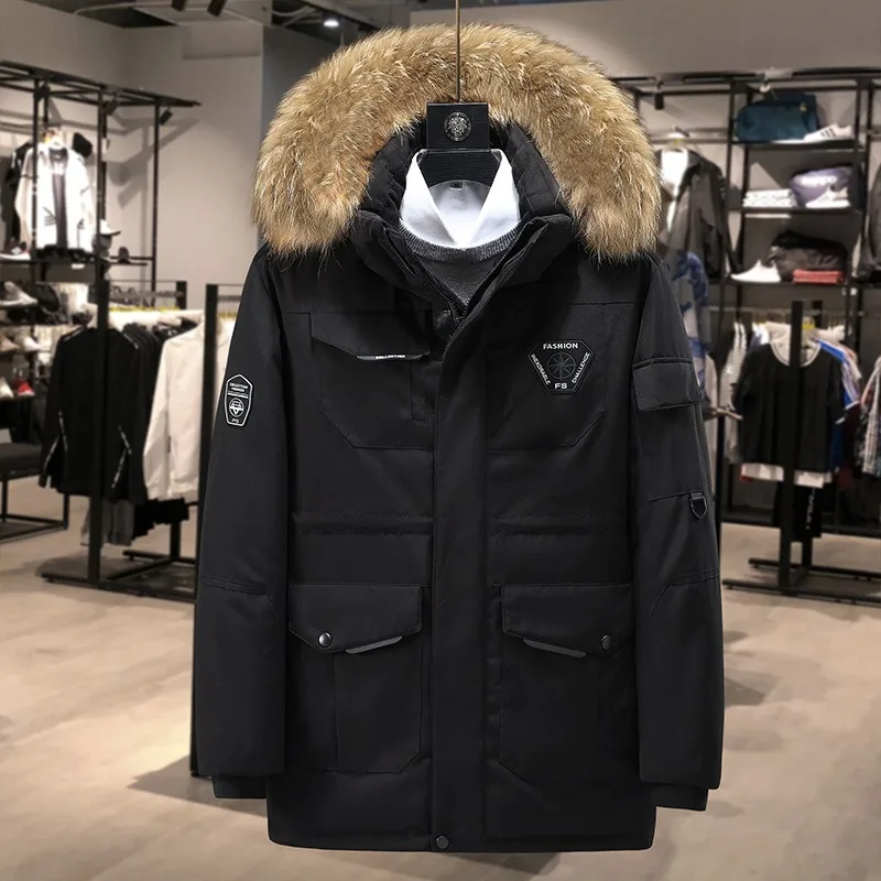 Nuevas chaquetas de invierno para hombre, chaquetas de plumón para exteriores con herramientas gruesas medianas y largas