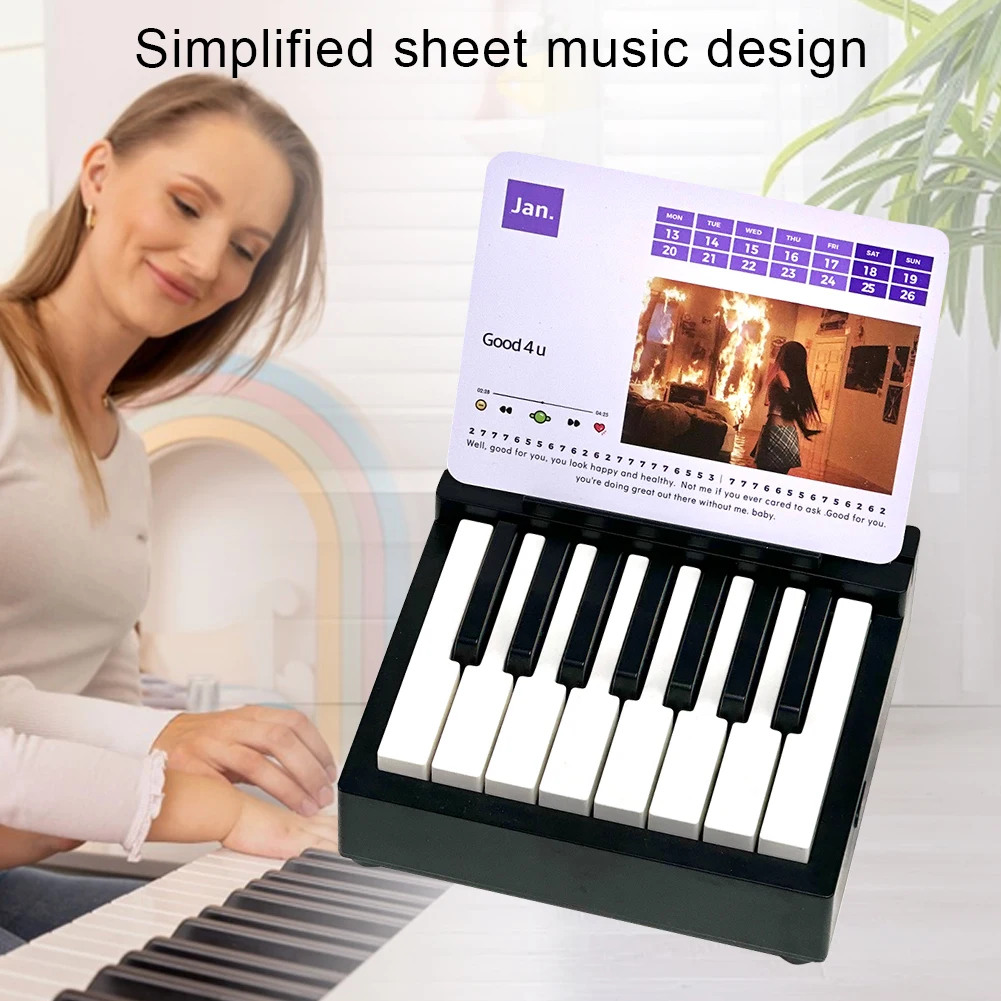 Singer Piano Calendar 2025 Mini Piano Calendar Playable Desktop Peripheral Ornaments with 27 Music Calendar Cards 26 Songs