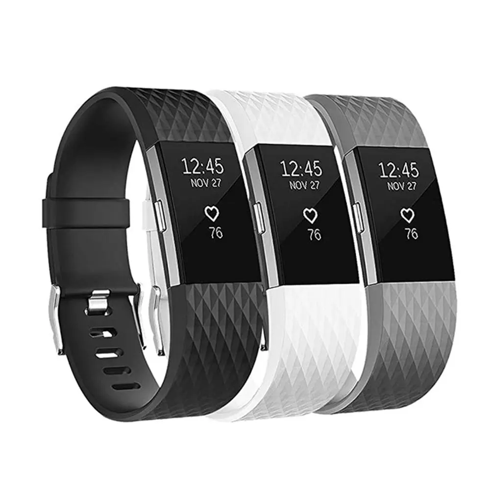 3 قطع من حزام ساعة TPU الناعم لساعة Fitbit Charge 2 سوار معصم بديل لملحقات حزام Fitbit Charge2