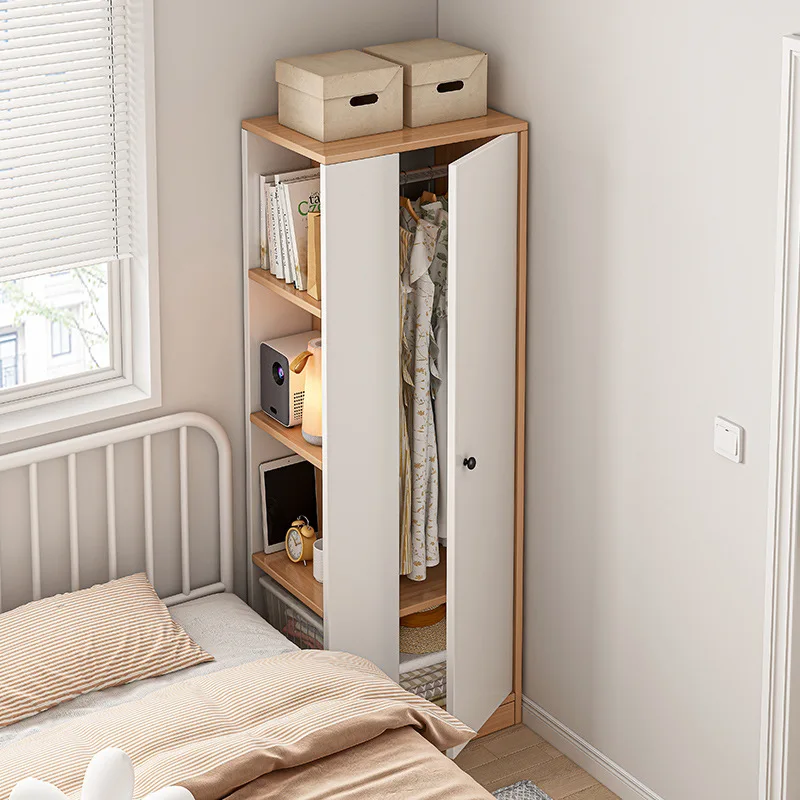 Small wardrobe, simple bedroom, single door, bedside with bookcase, integrated combination hanging wardrobe