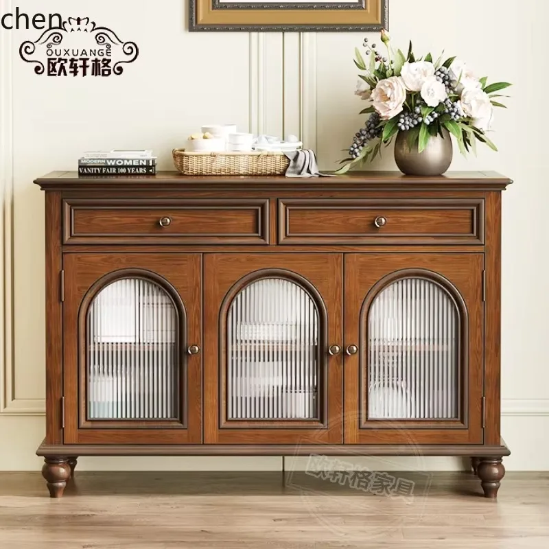GZ-1  solid wood retro dining room arch wine cabinet entrance is old and stored against the wall