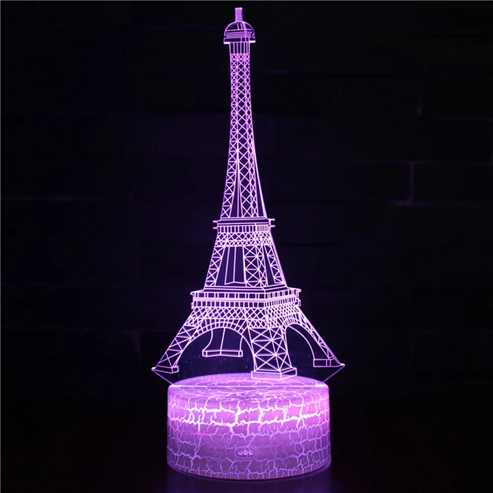 Nighdn-Tour Eiffel 3D LED Lampe de Table, Veilleuse, Icide Optique, 7 Couleurs, Décoration de Chambre, Cadeaux d'Anniversaire et de Noël pour Enfants